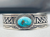 One Of The Coolest Geomtric Vintage Native American Navajo Turquoise Sterling Silver Bracelet-Nativo Arts