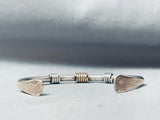 Jim Herald Vintage Native American Navajo Sterling Silver Gold Rope Bracelet