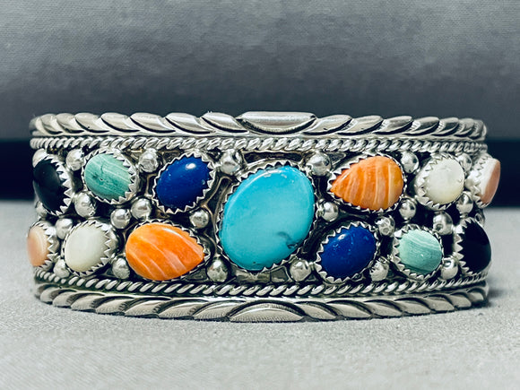 Bright And Happy Vintage Native American Navajo Turquoise Sterling Silver Bracelet-Nativo Arts