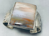 One Of The Best Ever Vintage Native American Navajo Squared foggy Agate Sterling Silver Bracelet-Nativo Arts