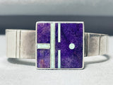 Ray Tracey Vintage Native American Navajo Sugulite Sterling Silver Inlay Bracelet-Nativo Arts