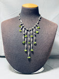 The Most Beautiful Vintage Native American Navajo Green Sterling Silver Dangle Necklace-Nativo Arts