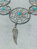 Dreamcatchers Vintage Native American Navajo Turquoise Sterling Silver Necklace-Nativo Arts