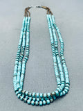 Intricate Disc Heishi Navajo Turquoise Sterling Silver Necklace-Nativo Arts