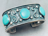Swirls Galore Vintage Native American Navajo Sky Blue Turquoise Sterling Silver Bracelet-Nativo Arts