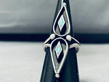 One Of The Most Unique Vintage Native American Navajo Blue Gem Turquoise Sterling Silver Ring-Nativo Arts
