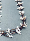 White Doves Vintage Navajo Tan Heishi Sterling Silver Necklace-Nativo Arts