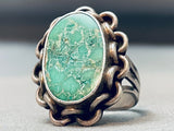 Carico Lake Turquoise Vintage Native American Navajo Sterling Silver Ring Old-Nativo Arts