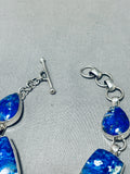 Breathtaking Native American Navajo Lapis Sterling Silver Link Bracelet-Nativo Arts