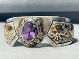 One Of The Best Ever Vintage Native American Navajo Amethyst Sterling Silver Gold Bracelet-Nativo Arts