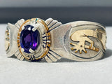 Important Native American Navajo Amethyst 12k Gold Filled Sterling Silver Bracelet-Nativo Arts