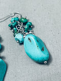 Chunks Of Turquoise Vintage Native American Navajo Sterling Silver Earrings-Nativo Arts