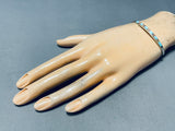 Very Intricate Vintage Native American Zuni Turquoise Opal Sterling Silver Inlay Bracelet-Nativo Arts