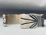 Superior Vintage Native American Navajo Squared Turquoise Sterling Silver Bracelet-Nativo Arts