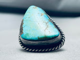 Sturdy 19 Grams Vintage Native American Navajo Triangle Turquoise Sterling Silver Ring Old-Nativo Arts