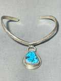 Unique Vintage Native American Navajo Morenci Turquoise Sterling Silver Bracelet-Nativo Arts
