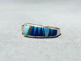14k Gold Vintage Native American Navajo Size 7.5 Turquoise Inlay Ring-Nativo Arts