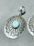 Attractive Vintage Native American Zuni Signed Spiderweb Turquoise Sterling Silver Earrings-Nativo Arts