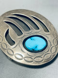Paw Of Turquoise!! Vintage Native American Navajo Sterling Silver Buckle-Nativo Arts