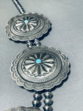200 Grams Huge Vintage Native American Navajo Concho Sterling Silver Turquoise Necklace-Nativo Arts