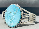 Majestic Vintage Signed Native American Navajo Blue Diamond Turquoise Sterling Silver Bracelet-Nativo Arts