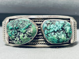 Incomparable Vintage Native American Navajo Green Seafoam Turquoise Sterling Silver Bracelet-Nativo Arts
