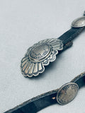 Vintage Santa Fe Southwest Sterling Silver Coin Concho Belt Old-Nativo Arts