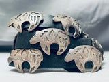 Hand Tooled Detailed Vintage Native American Navajo Sterling Silver Bear Concho Belt-Nativo Arts