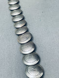 Round Concho Bead Vintage Native American Navajo Sterling Silver Necklace-Nativo Arts