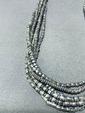 One Of The Coolest Vintage Native American Navajo Sterling Silver Bead Heishi Necklace-Nativo Arts