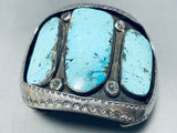 One Of The Best Vintage Native American Navajo Blue Diamond Turquoise Sterling Silver Bracelet-Nativo Arts