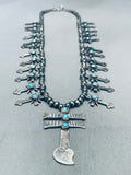 Federico Jimenez Vintage Turquoise Sterling Silver Cross Squash Blssom Necklace-Nativo Arts