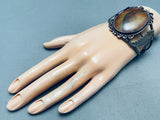 Huge Old Vintage Native American Navajo Petrified Wood Sterling Silver Bracelet-Nativo Arts