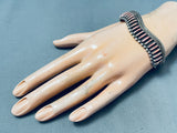 Superior Vintage Native American Navajo Needlepoint Spiny Oyster Sterling Silver Bracelet