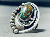 Impressive Vintage Native American Navajo Frogskin Turquoise Sterling Silver Ring-Nativo Arts