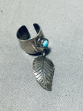 Captivating Vintage Native American Navajo Sleeping Beauty Turquoise Silver Leaf Ear Clip-Nativo Arts