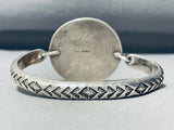 Taylor Signed Vintage Native American Navajo Medallion Sterling Silver Bracelet-Nativo Arts