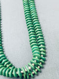 Green Turquoise Disc Vintage Native American Navajo Heishi Sterling Silver Necklace-Nativo Arts