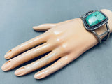 Chunky Carico Lake Turquoise Vintage Native American Navajo Sterling Silver Bracelet-Nativo Arts