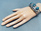 Very Are Blue Jay Turquoise! Vintage Native American Navajo Sterling Silver Bracelet-Nativo Arts