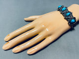 Johnnie Frank Vintage Native American Navajo Morenci Turquoise Sterling Silver Bracelet-Nativo Arts