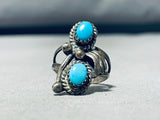 Pretty Vintage Native American Navajo Sleeping Beauty Turquoise Sterling Silver Ring-Nativo Arts