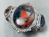 One Of The Finest Vintage Huge Native American Navajo Petrified Wood To A Silver Bracelet-Nativo Arts