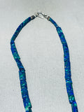 One Of The Coolest Vintage Native American Navajo Signed Azurite Sterling Silver Necklace-Nativo Arts