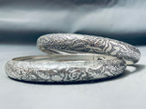 Exquisite Vintage Native American Sterling Silver Bracelet Set