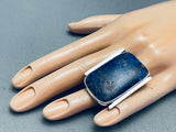 Joe Baillon Huge Lapis Vintage Navajo Sterling Silver Ring-Nativo Arts