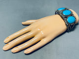 Fabulous Vintage Native American Navajo Sleeping Beauty Turquoise Sterling Silver Bracelet-Nativo Arts