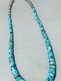 Native American Eye Catching Santo Domingo Spiderweb Turquoise Sterling Silver Necklace-Nativo Arts
