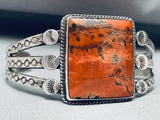Early Orange Petrified Wood Vintage Native American Navajo Sterling Silver Bracelet-Nativo Arts