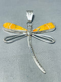 Gorgeous Native American Navajo Signed Honeybee Sterling Silver Dragonfly Pendant-Nativo Arts